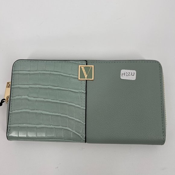 Victoria's Secret The Victoria Zip Around Leather Croc Wallet Color Palm L NWT - Picture 4 of 10